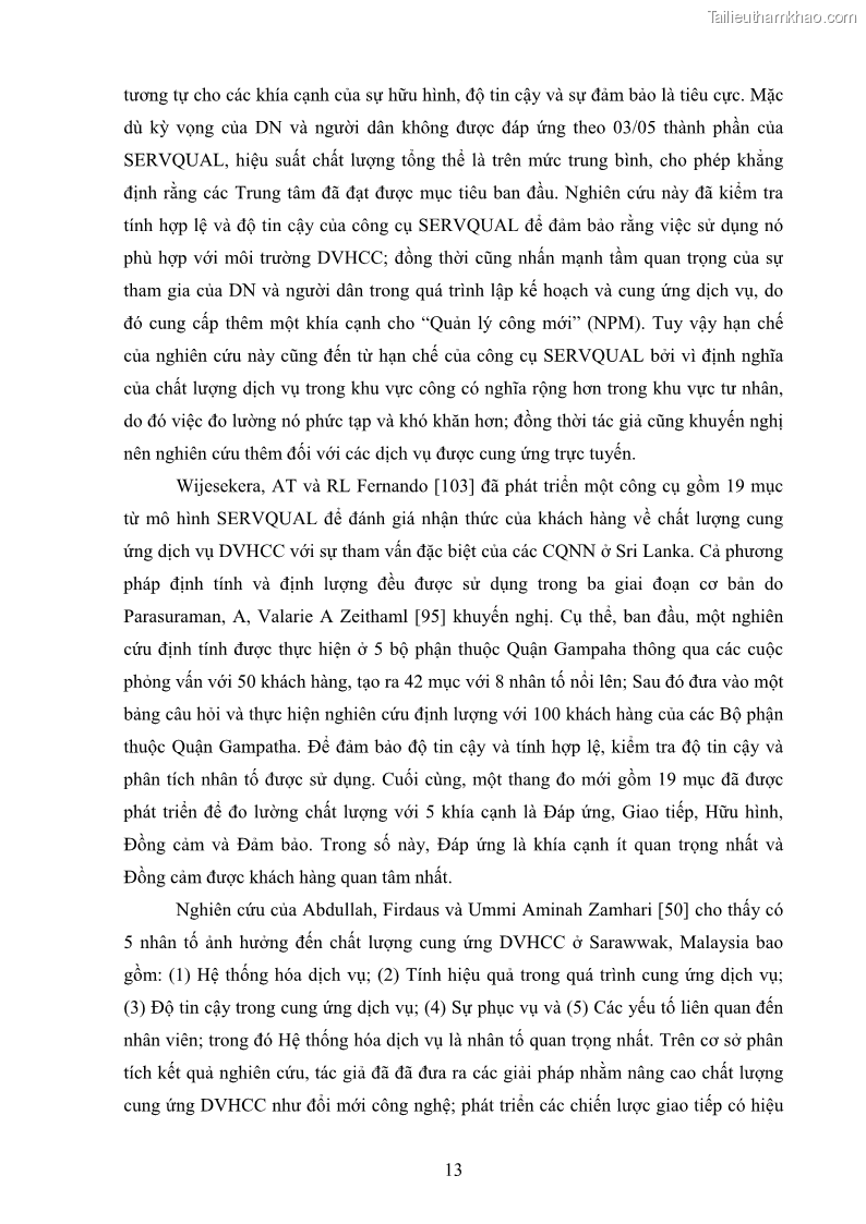Luận án tiến sĩ quản trị kinh doanh Nâng cao chất lượng cung ứng dịch vụ hành chính công tỉnh Quảng Bình - 3 Trang 27