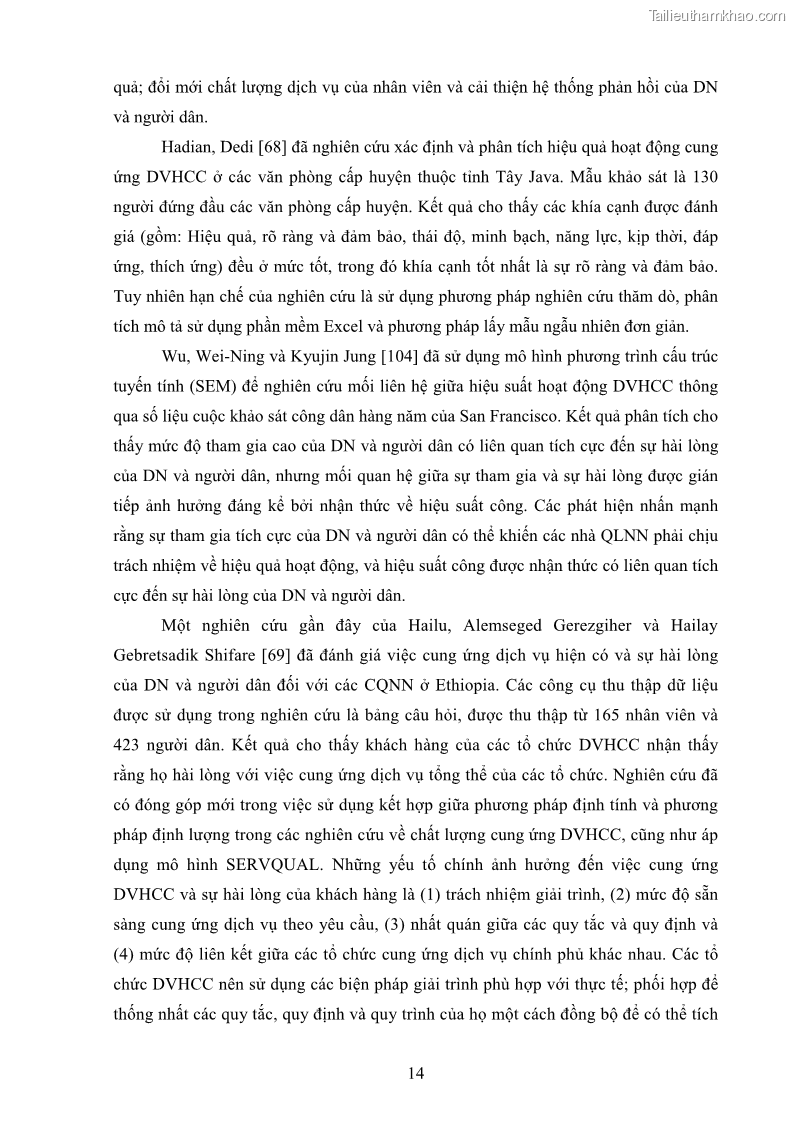 Luận án tiến sĩ quản trị kinh doanh Nâng cao chất lượng cung ứng dịch vụ hành chính công tỉnh Quảng Bình - 3 Trang 28