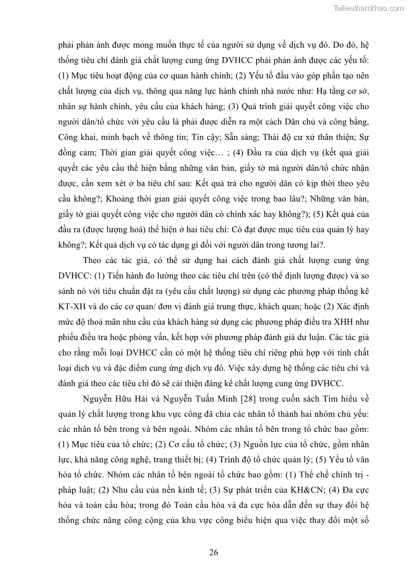 Luận án tiến sĩ quản trị kinh doanh Nâng cao chất lượng cung ứng dịch vụ hành chính công tỉnh Quảng Bình - 4 Trang 40