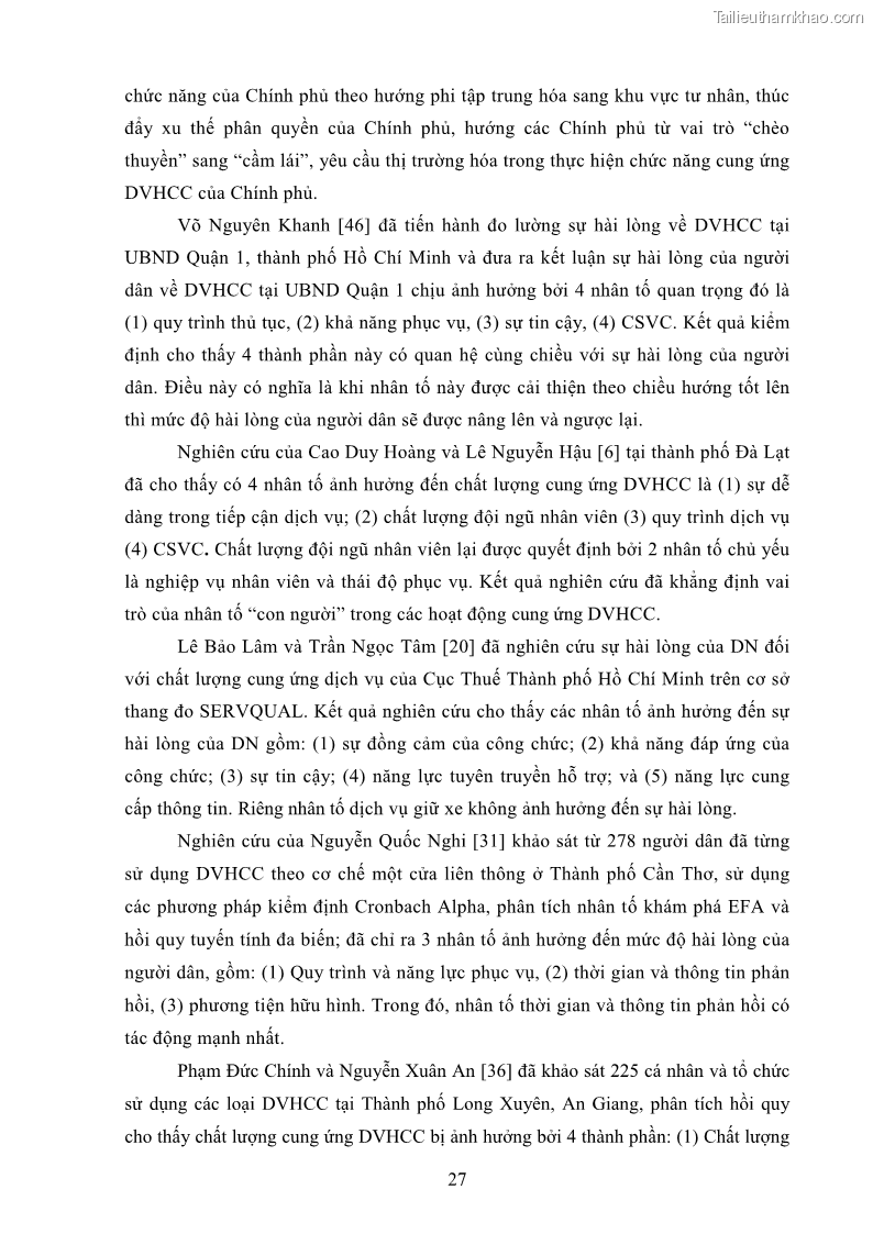 Luận án tiến sĩ quản trị kinh doanh Nâng cao chất lượng cung ứng dịch vụ hành chính công tỉnh Quảng Bình - 4 Trang 41