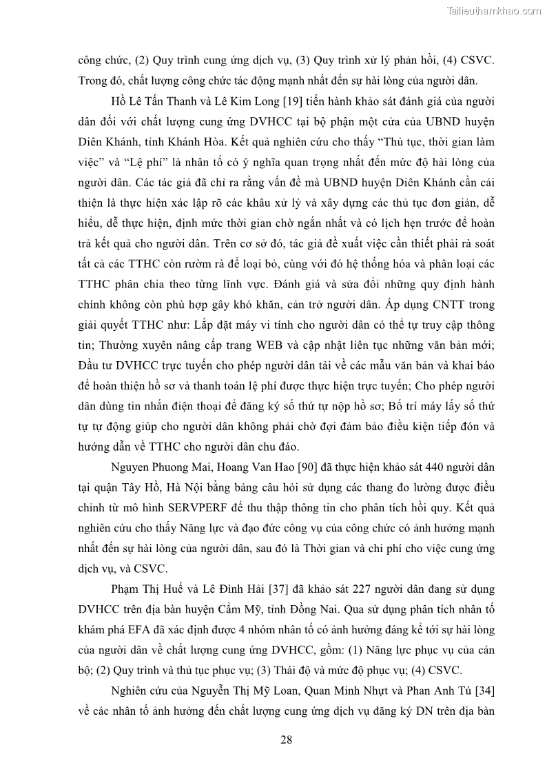 Luận án tiến sĩ quản trị kinh doanh Nâng cao chất lượng cung ứng dịch vụ hành chính công tỉnh Quảng Bình - 4 Trang 42