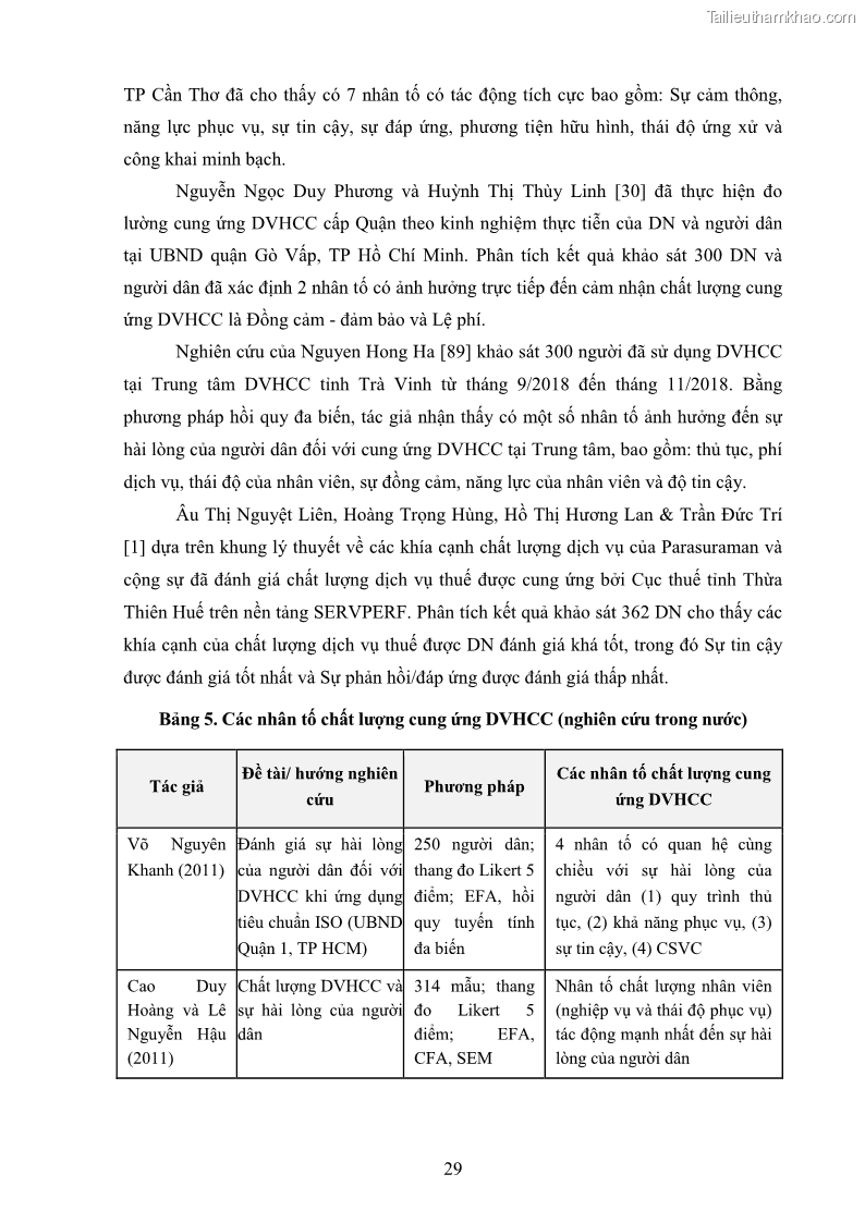Luận án tiến sĩ quản trị kinh doanh Nâng cao chất lượng cung ứng dịch vụ hành chính công tỉnh Quảng Bình - 4 Trang 43