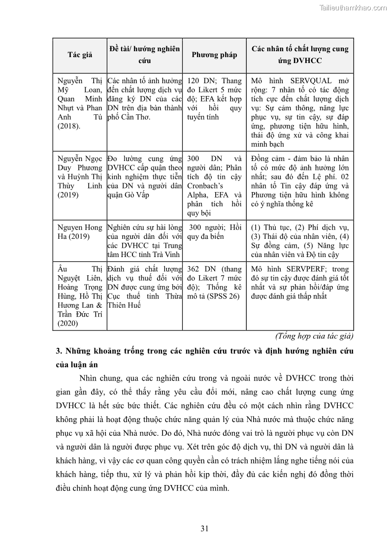 Luận án tiến sĩ quản trị kinh doanh Nâng cao chất lượng cung ứng dịch vụ hành chính công tỉnh Quảng Bình - 4 Trang 45