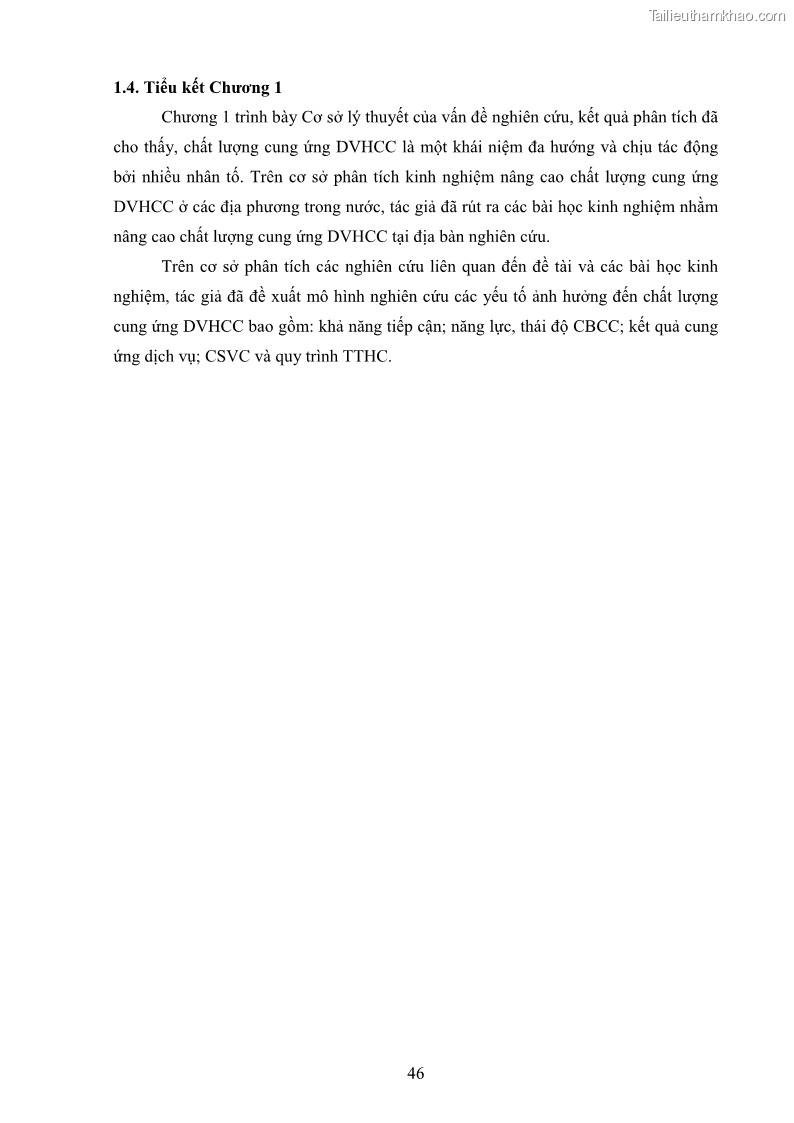 Luận án tiến sĩ quản trị kinh doanh Nâng cao chất lượng cung ứng dịch vụ hành chính công tỉnh Quảng Bình - 5 Trang 60
