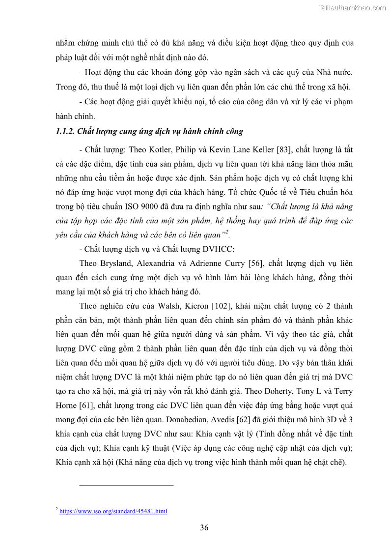 Luận án tiến sĩ quản trị kinh doanh Nâng cao chất lượng cung ứng dịch vụ hành chính công tỉnh Quảng Bình - 5 Trang 50
