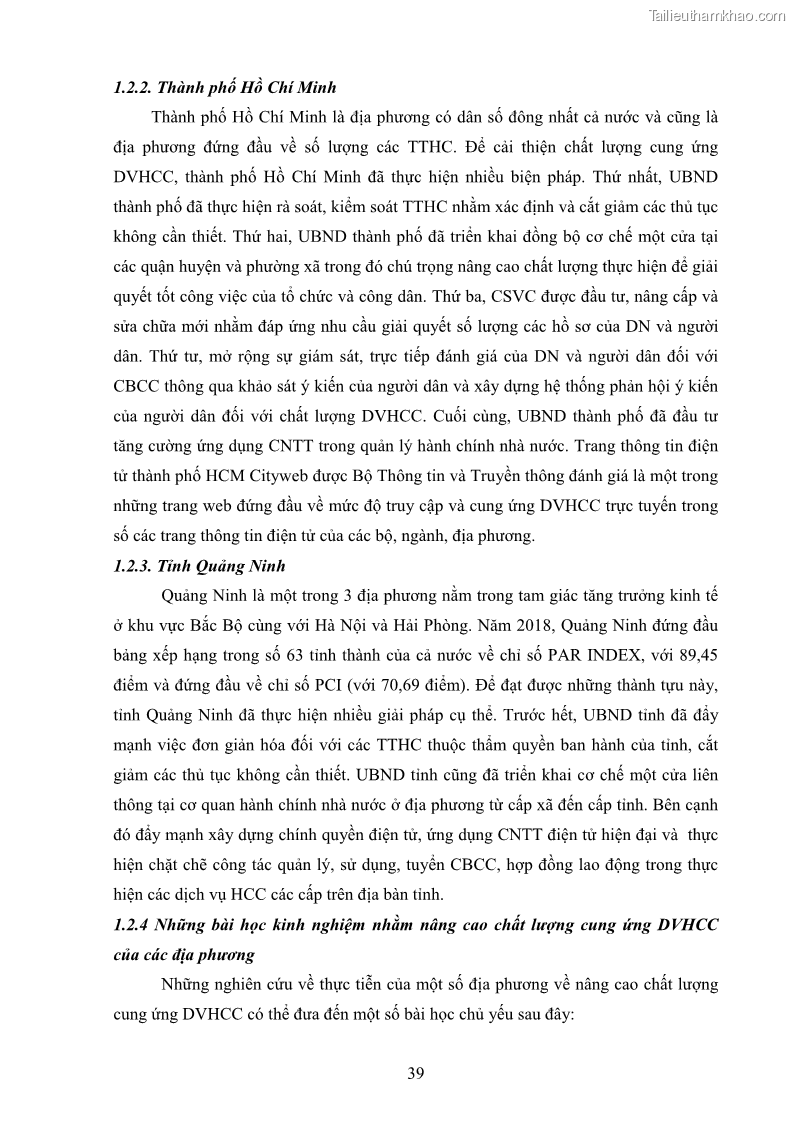 Luận án tiến sĩ quản trị kinh doanh Nâng cao chất lượng cung ứng dịch vụ hành chính công tỉnh Quảng Bình - 5 Trang 53