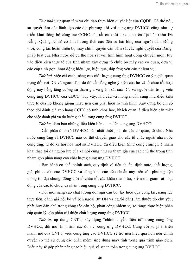Luận án tiến sĩ quản trị kinh doanh Nâng cao chất lượng cung ứng dịch vụ hành chính công tỉnh Quảng Bình - 5 Trang 54
