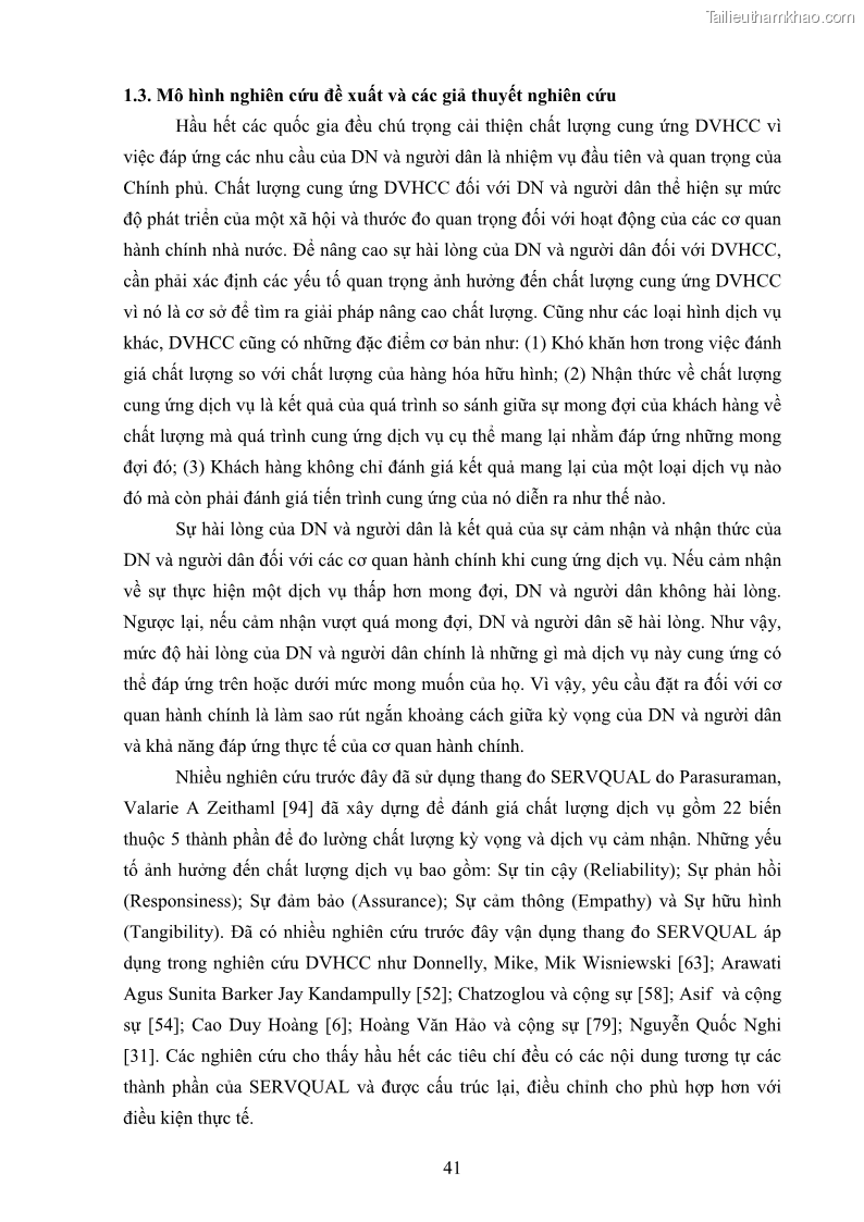 Luận án tiến sĩ quản trị kinh doanh Nâng cao chất lượng cung ứng dịch vụ hành chính công tỉnh Quảng Bình - 5 Trang 55