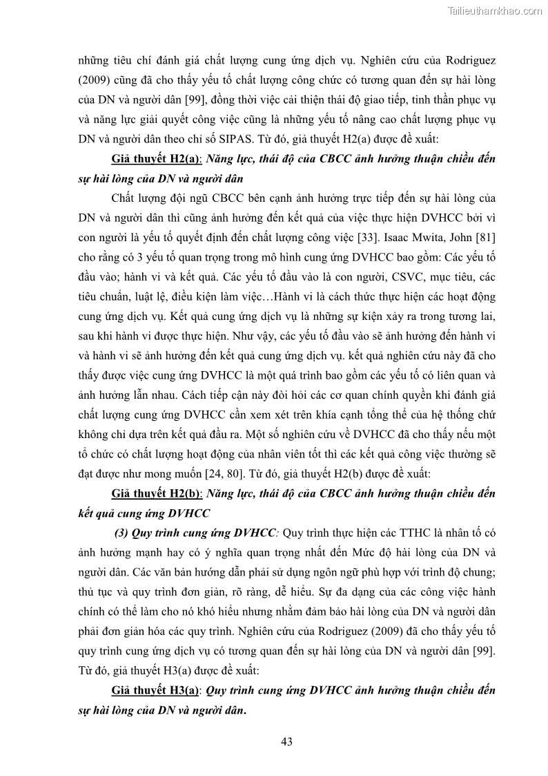 Luận án tiến sĩ quản trị kinh doanh Nâng cao chất lượng cung ứng dịch vụ hành chính công tỉnh Quảng Bình - 5 Trang 57