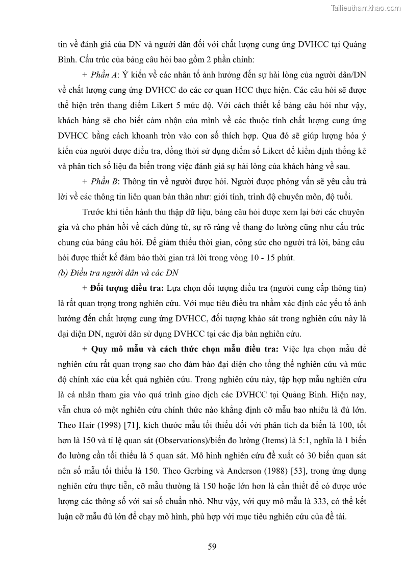 Luận án tiến sĩ quản trị kinh doanh Nâng cao chất lượng cung ứng dịch vụ hành chính công tỉnh Quảng Bình - 7 Trang 73