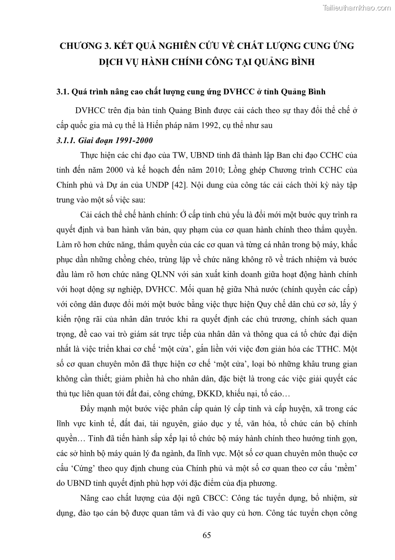 Luận án tiến sĩ quản trị kinh doanh Nâng cao chất lượng cung ứng dịch vụ hành chính công tỉnh Quảng Bình - 7 Trang 79