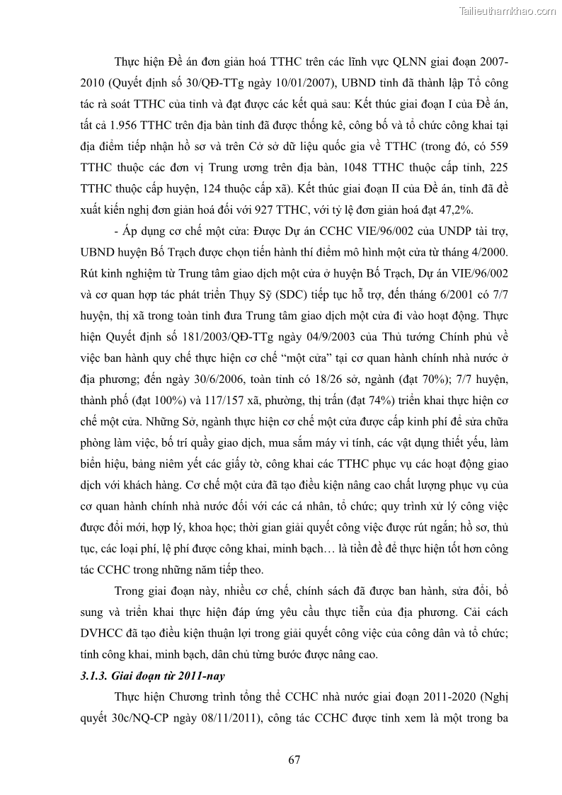Luận án tiến sĩ quản trị kinh doanh Nâng cao chất lượng cung ứng dịch vụ hành chính công tỉnh Quảng Bình - 7 Trang 81