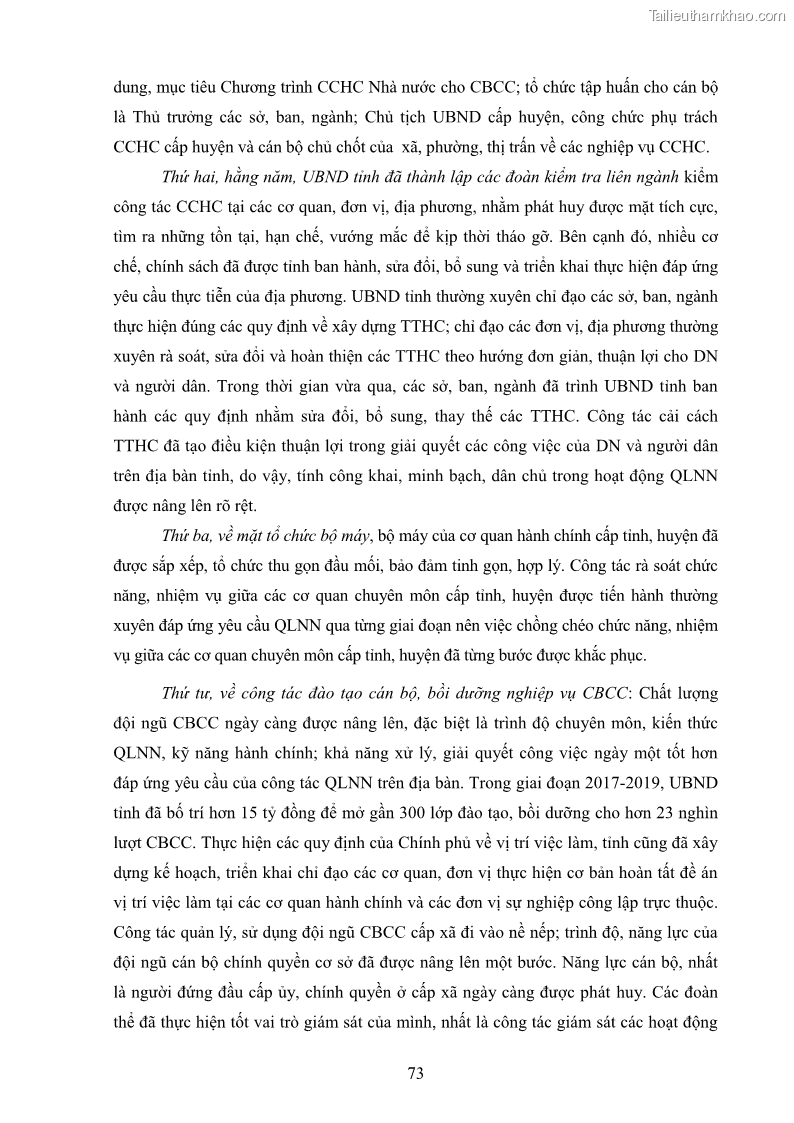 Luận án tiến sĩ quản trị kinh doanh Nâng cao chất lượng cung ứng dịch vụ hành chính công tỉnh Quảng Bình - 8 Trang 87