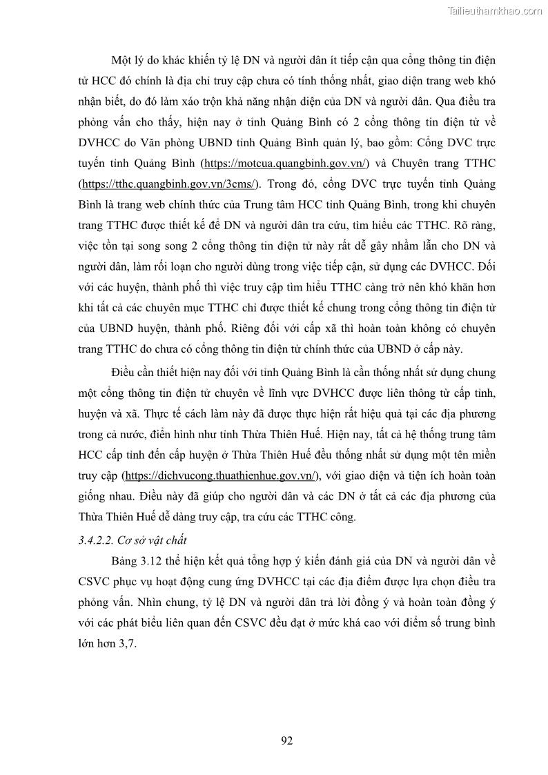 Luận án tiến sĩ quản trị kinh doanh Nâng cao chất lượng cung ứng dịch vụ hành chính công tỉnh Quảng Bình - 9 Trang 106