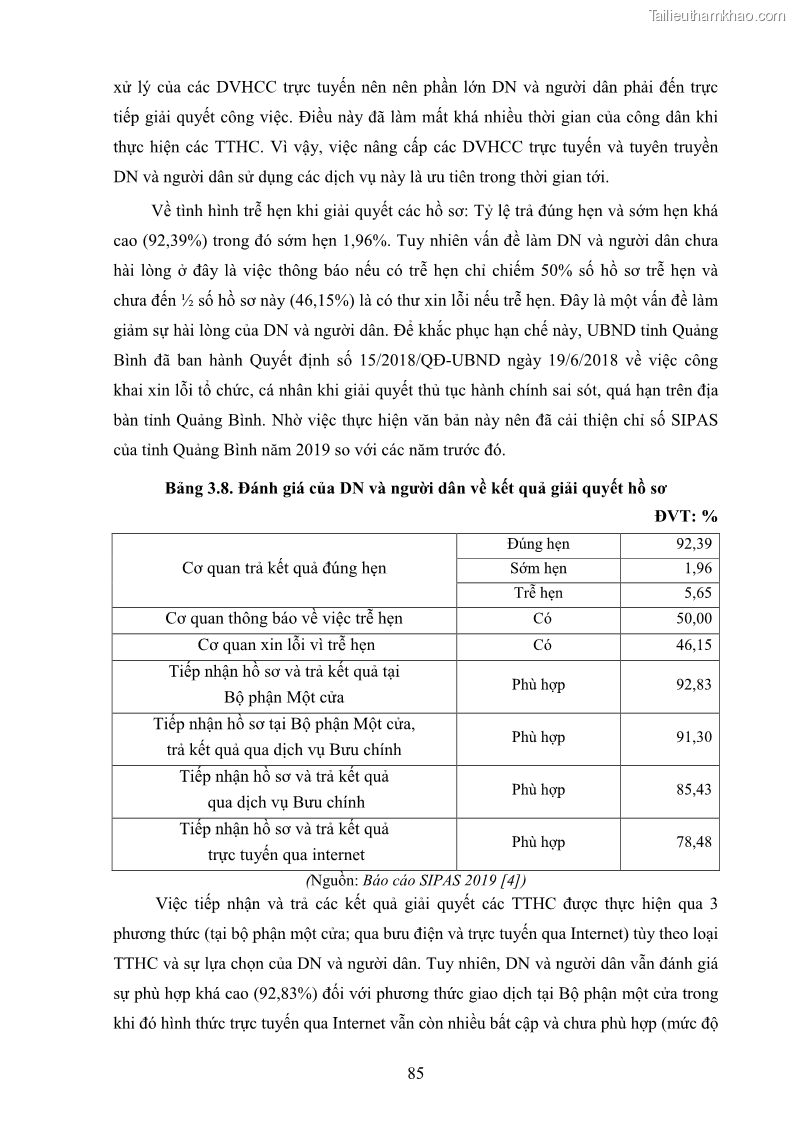 Luận án tiến sĩ quản trị kinh doanh Nâng cao chất lượng cung ứng dịch vụ hành chính công tỉnh Quảng Bình - 9 Trang 99