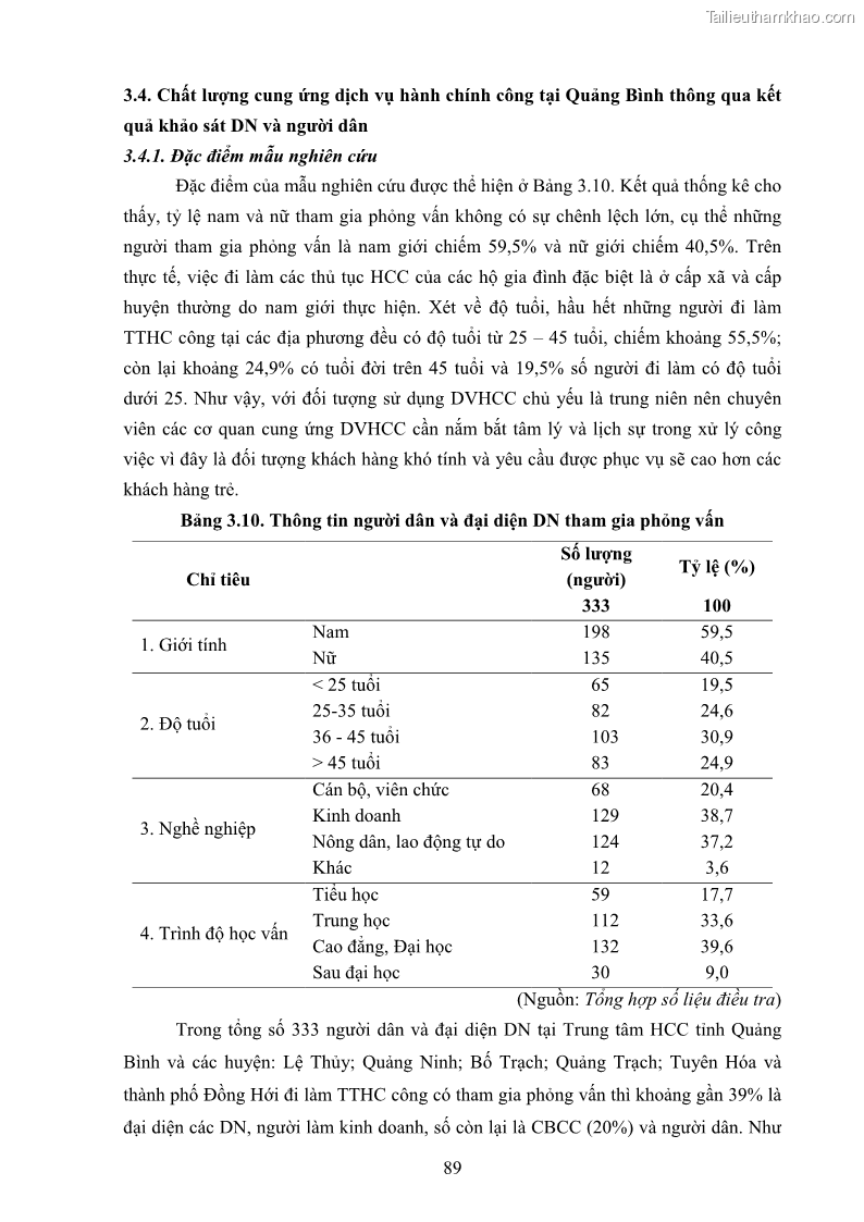 Luận án tiến sĩ quản trị kinh doanh Nâng cao chất lượng cung ứng dịch vụ hành chính công tỉnh Quảng Bình - 9 Trang 103