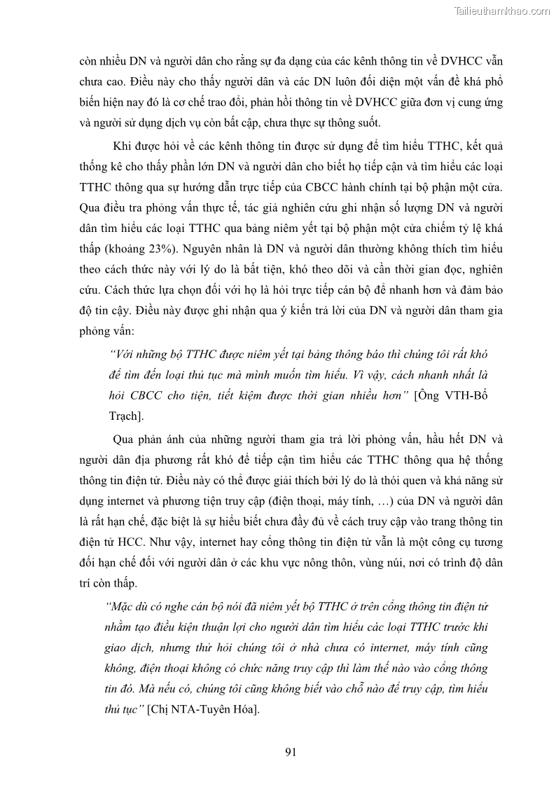 Luận án tiến sĩ quản trị kinh doanh Nâng cao chất lượng cung ứng dịch vụ hành chính công tỉnh Quảng Bình - 9 Trang 105