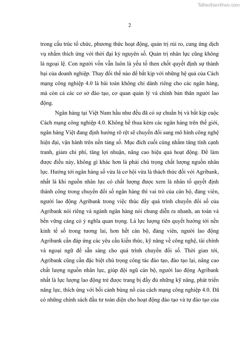 Luận văn thạc sĩ quản trị nhân lực Nâng cao chất lượng nguồn nhân lực tại Ngân hàng Nông nghiệp và Phát triển Nông thôn Việt Nam - Chi nhánh Sở giao dịch - 1 Trang 12