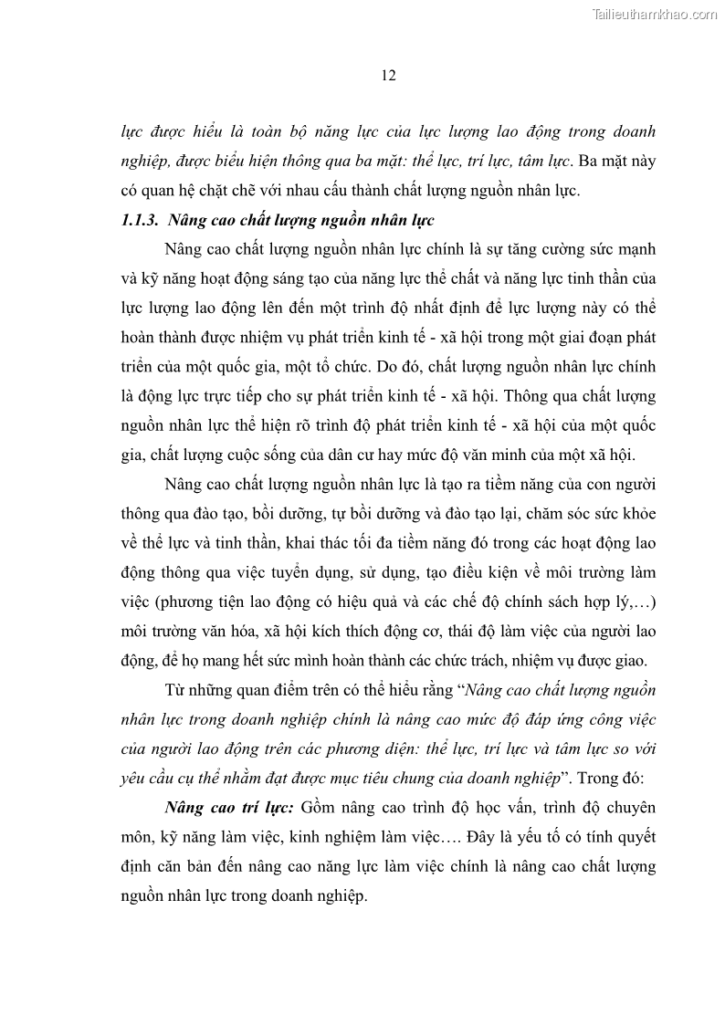 Luận văn thạc sĩ quản trị nhân lực Nâng cao chất lượng nguồn nhân lực tại Ngân hàng Nông nghiệp và Phát triển Nông thôn Việt Nam - Chi nhánh Sở giao dịch - 2 Trang 22
