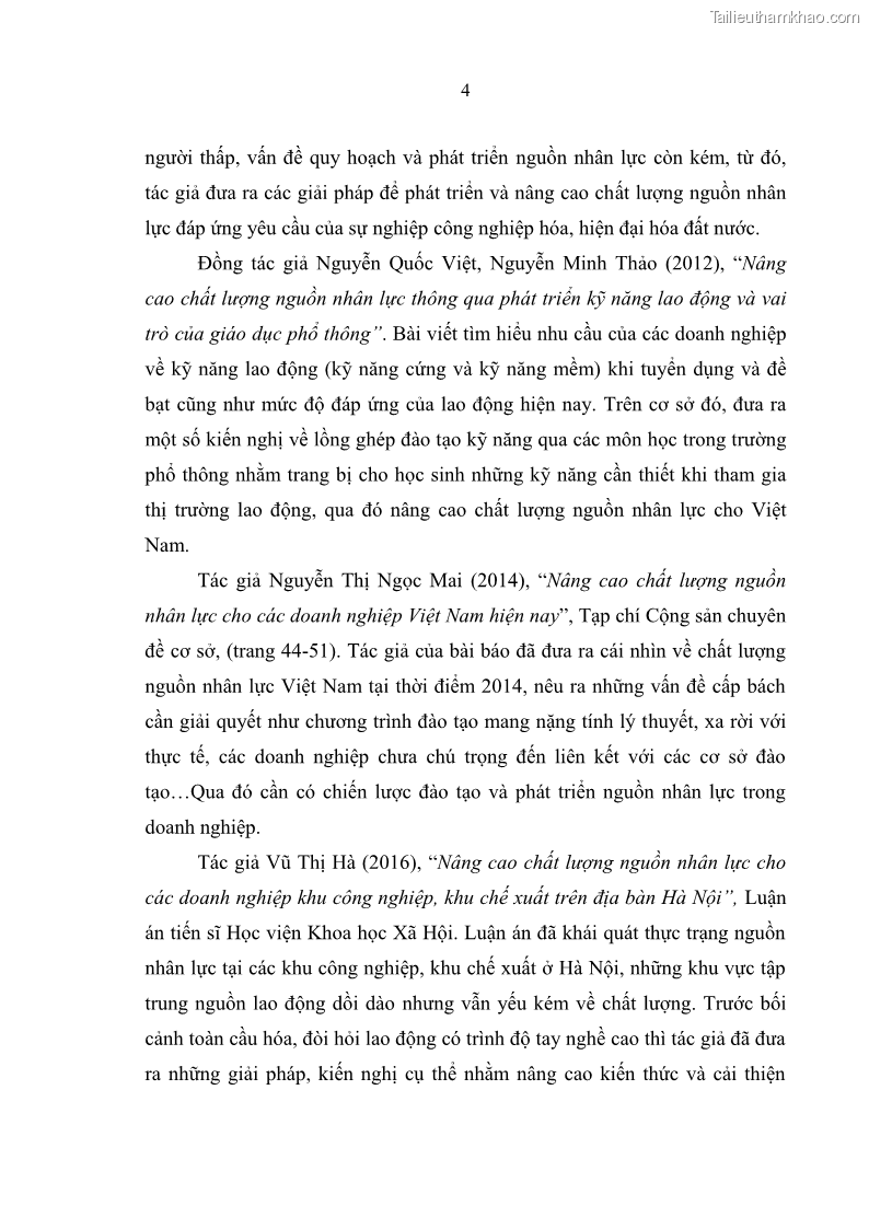 Luận văn thạc sĩ quản trị nhân lực Nâng cao chất lượng nguồn nhân lực tại Ngân hàng Nông nghiệp và Phát triển Nông thôn Việt Nam - Chi nhánh Sở giao dịch - 2 Trang 14