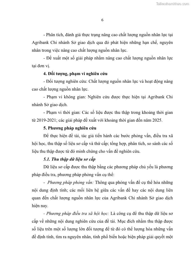 Luận văn thạc sĩ quản trị nhân lực Nâng cao chất lượng nguồn nhân lực tại Ngân hàng Nông nghiệp và Phát triển Nông thôn Việt Nam - Chi nhánh Sở giao dịch - 2 Trang 16