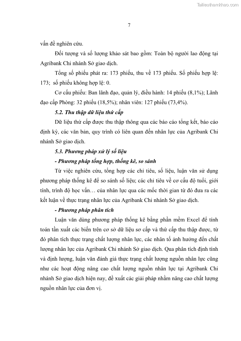 Luận văn thạc sĩ quản trị nhân lực Nâng cao chất lượng nguồn nhân lực tại Ngân hàng Nông nghiệp và Phát triển Nông thôn Việt Nam - Chi nhánh Sở giao dịch - 2 Trang 17