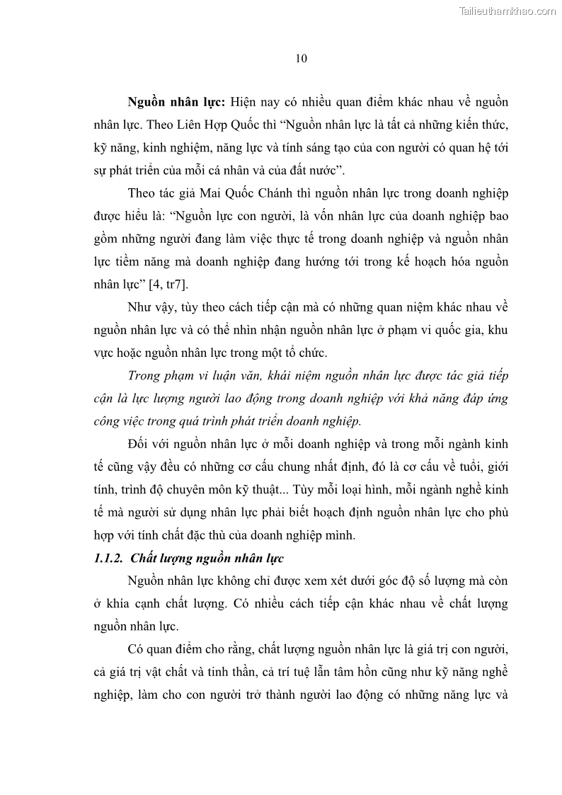Luận văn thạc sĩ quản trị nhân lực Nâng cao chất lượng nguồn nhân lực tại Ngân hàng Nông nghiệp và Phát triển Nông thôn Việt Nam - Chi nhánh Sở giao dịch - 2 Trang 20