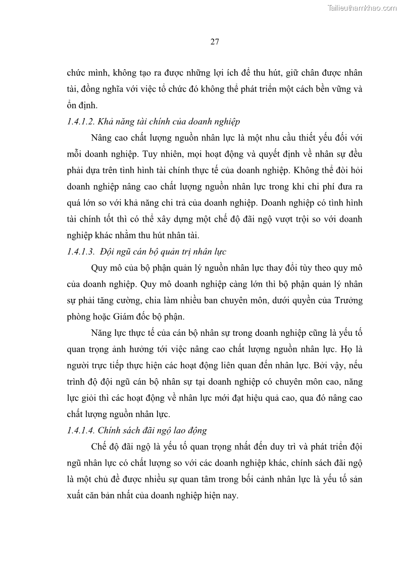 Luận văn thạc sĩ quản trị nhân lực Nâng cao chất lượng nguồn nhân lực tại Ngân hàng Nông nghiệp và Phát triển Nông thôn Việt Nam - Chi nhánh Sở giao dịch - 4 Trang 37