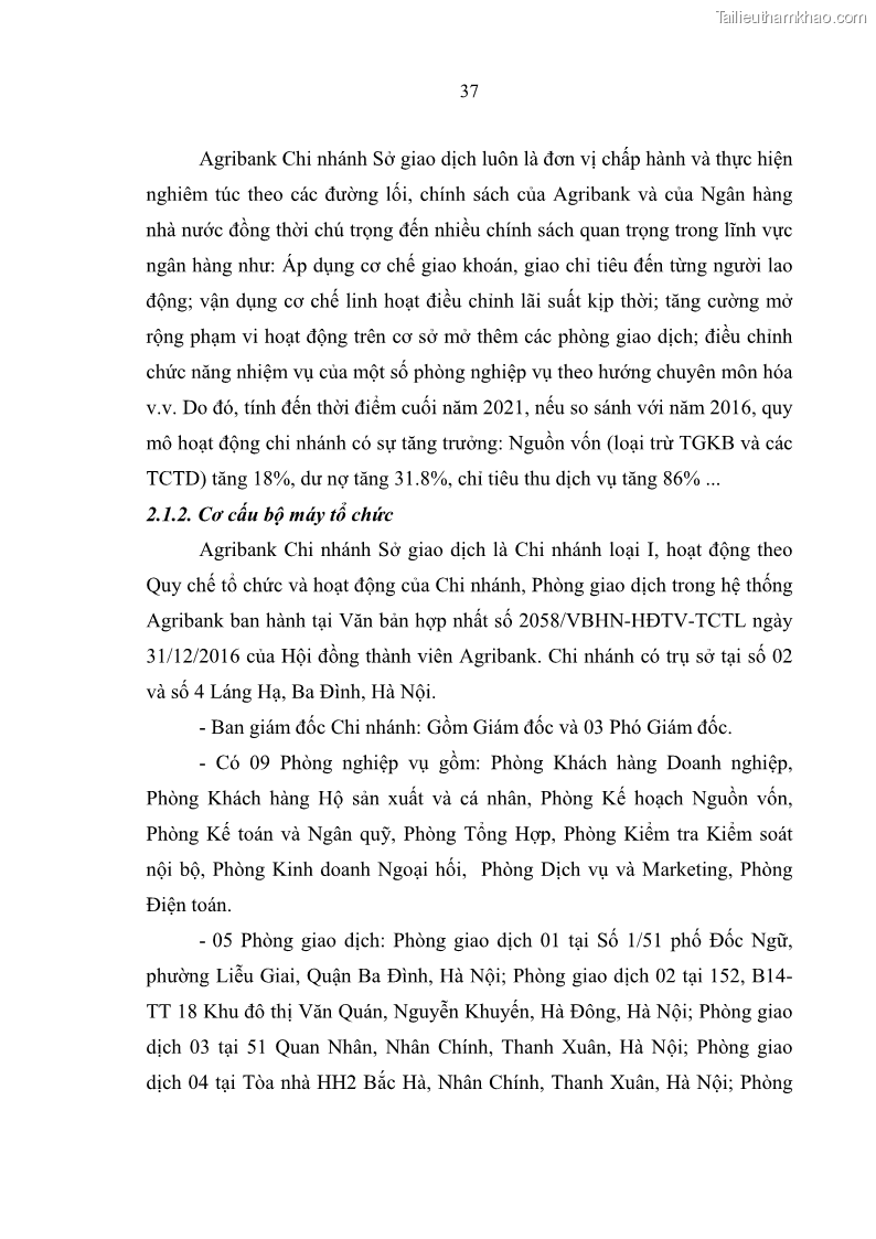 Luận văn thạc sĩ quản trị nhân lực Nâng cao chất lượng nguồn nhân lực tại Ngân hàng Nông nghiệp và Phát triển Nông thôn Việt Nam - Chi nhánh Sở giao dịch - 4 Trang 47