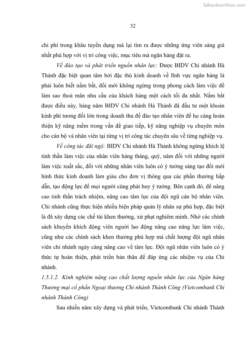 Luận văn thạc sĩ quản trị nhân lực Nâng cao chất lượng nguồn nhân lực tại Ngân hàng Nông nghiệp và Phát triển Nông thôn Việt Nam - Chi nhánh Sở giao dịch - 4 Trang 42