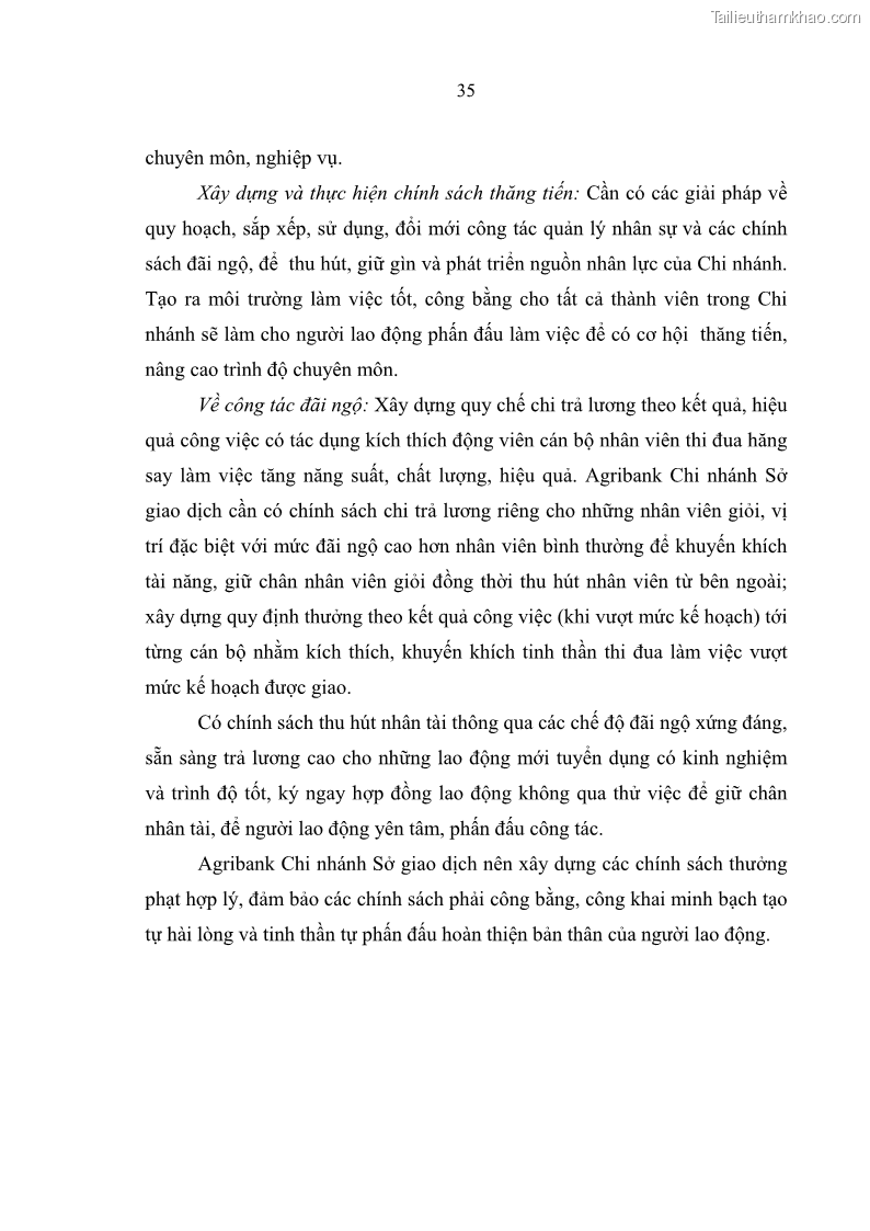 Luận văn thạc sĩ quản trị nhân lực Nâng cao chất lượng nguồn nhân lực tại Ngân hàng Nông nghiệp và Phát triển Nông thôn Việt Nam - Chi nhánh Sở giao dịch - 4 Trang 45