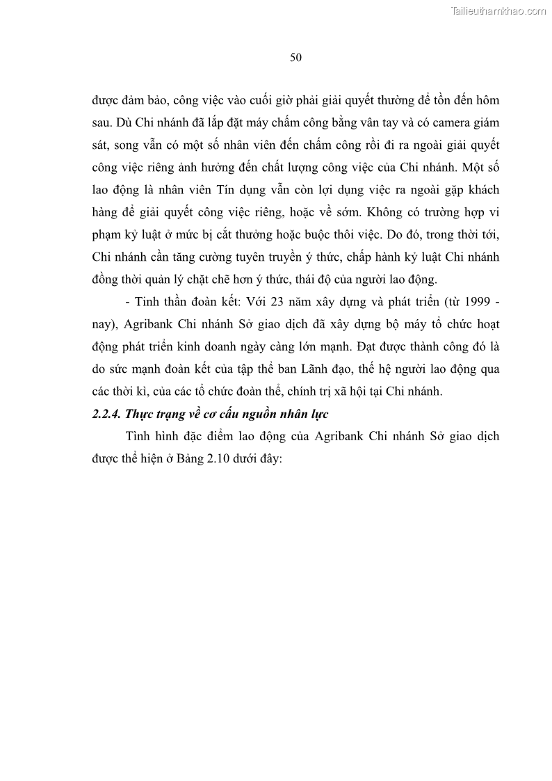 Luận văn thạc sĩ quản trị nhân lực Nâng cao chất lượng nguồn nhân lực tại Ngân hàng Nông nghiệp và Phát triển Nông thôn Việt Nam - Chi nhánh Sở giao dịch - 5 Trang 60
