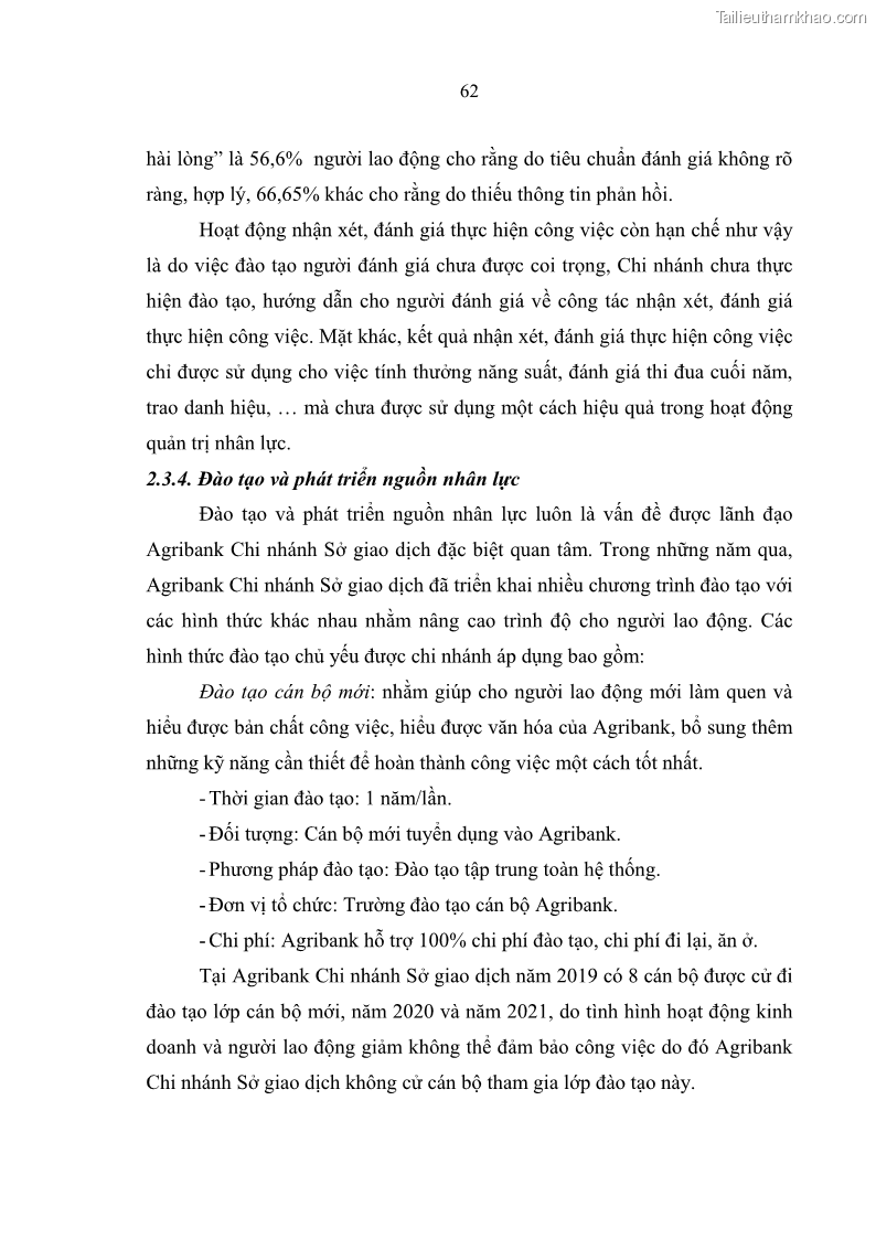 Luận văn thạc sĩ quản trị nhân lực Nâng cao chất lượng nguồn nhân lực tại Ngân hàng Nông nghiệp và Phát triển Nông thôn Việt Nam - Chi nhánh Sở giao dịch - 6 Trang 72