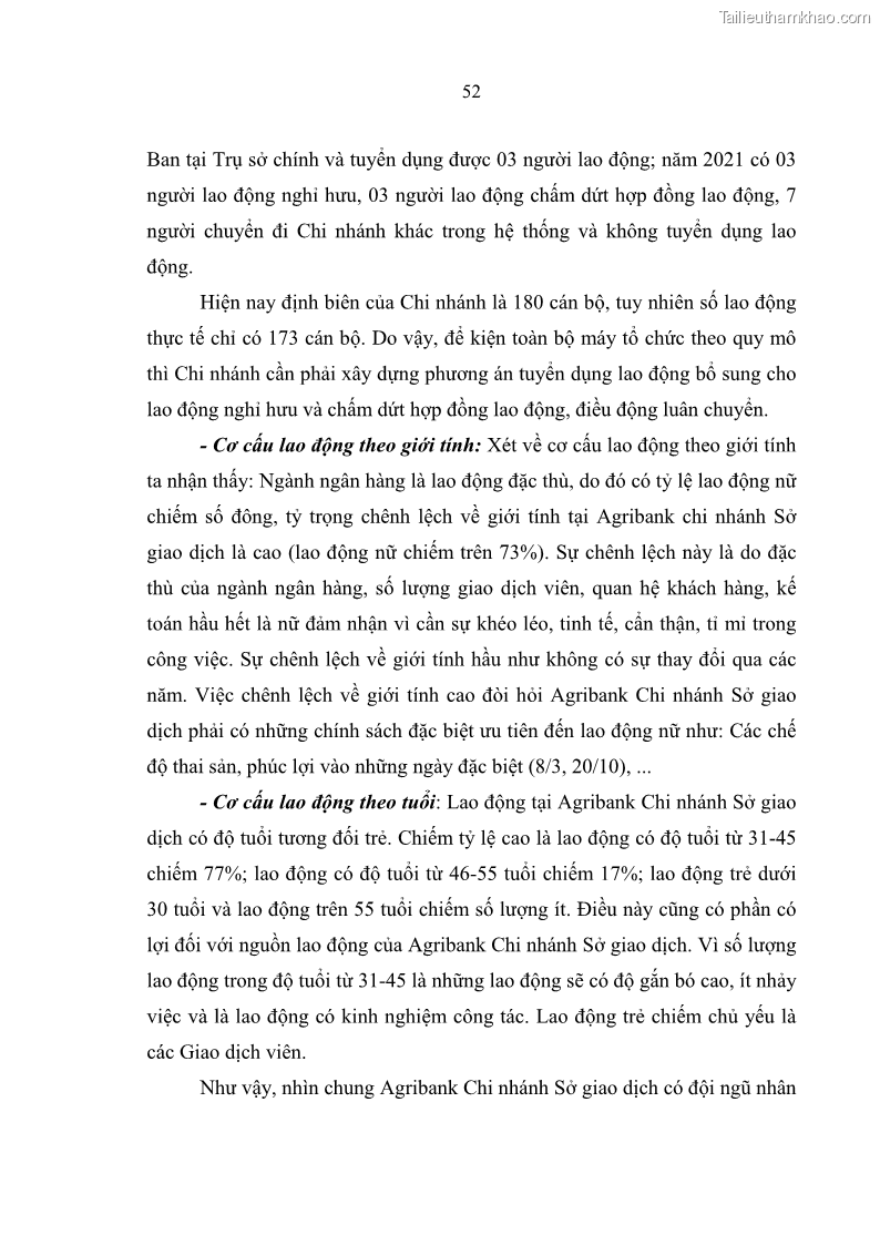 Luận văn thạc sĩ quản trị nhân lực Nâng cao chất lượng nguồn nhân lực tại Ngân hàng Nông nghiệp và Phát triển Nông thôn Việt Nam - Chi nhánh Sở giao dịch - 6 Trang 62