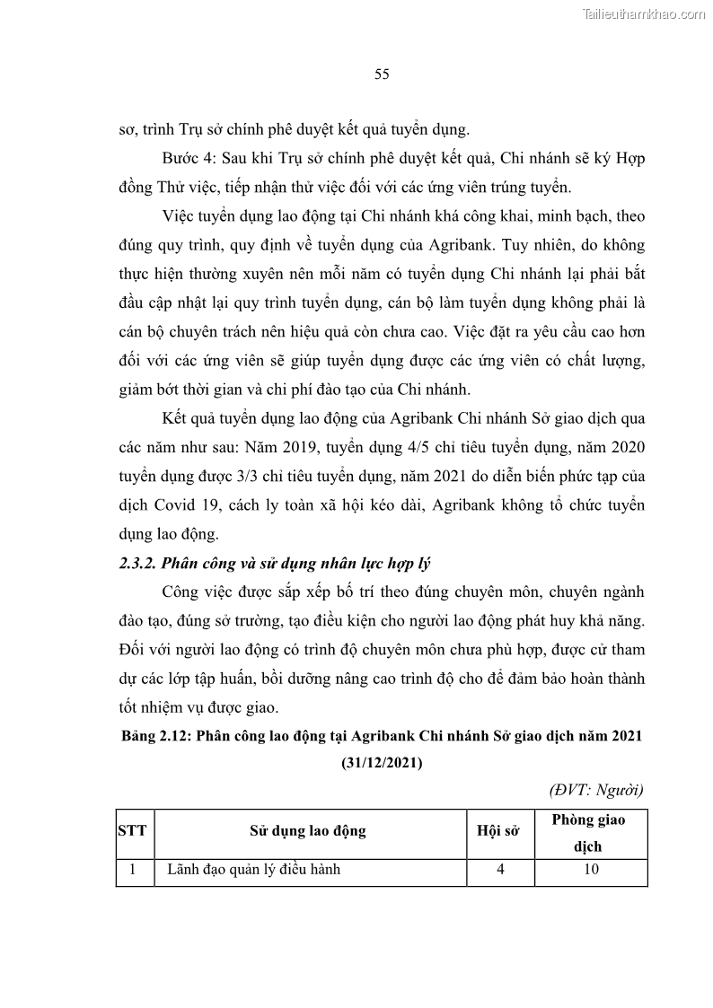 Luận văn thạc sĩ quản trị nhân lực Nâng cao chất lượng nguồn nhân lực tại Ngân hàng Nông nghiệp và Phát triển Nông thôn Việt Nam - Chi nhánh Sở giao dịch - 6 Trang 65