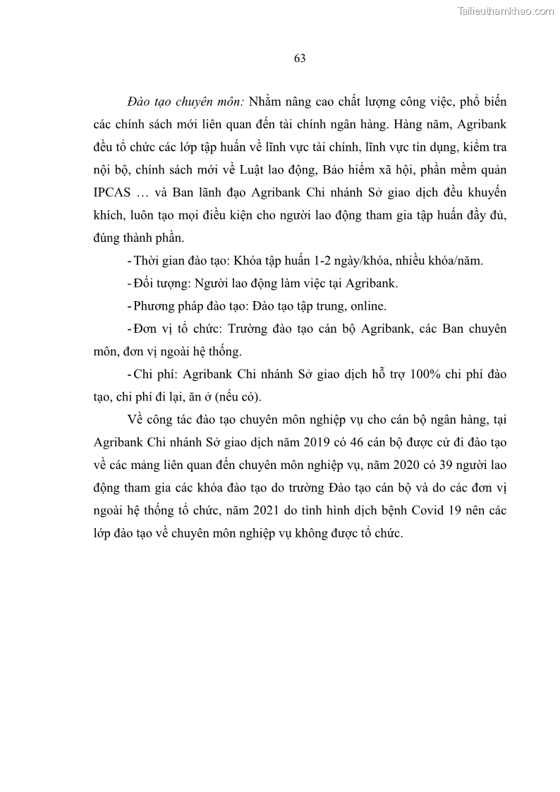 Luận văn thạc sĩ quản trị nhân lực Nâng cao chất lượng nguồn nhân lực tại Ngân hàng Nông nghiệp và Phát triển Nông thôn Việt Nam - Chi nhánh Sở giao dịch - 7 Trang 73