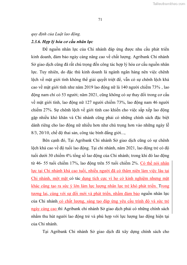 Luận văn thạc sĩ quản trị nhân lực Nâng cao chất lượng nguồn nhân lực tại Ngân hàng Nông nghiệp và Phát triển Nông thôn Việt Nam - Chi nhánh Sở giao dịch - 7 Trang 81