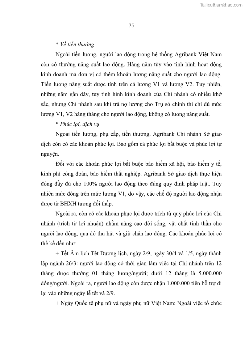 Luận văn thạc sĩ quản trị nhân lực Nâng cao chất lượng nguồn nhân lực tại Ngân hàng Nông nghiệp và Phát triển Nông thôn Việt Nam - Chi nhánh Sở giao dịch - 8 Trang 85