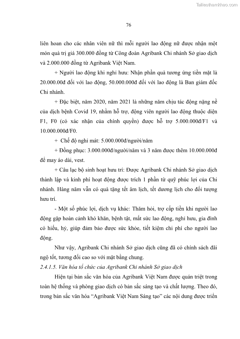 Luận văn thạc sĩ quản trị nhân lực Nâng cao chất lượng nguồn nhân lực tại Ngân hàng Nông nghiệp và Phát triển Nông thôn Việt Nam - Chi nhánh Sở giao dịch - 8 Trang 86