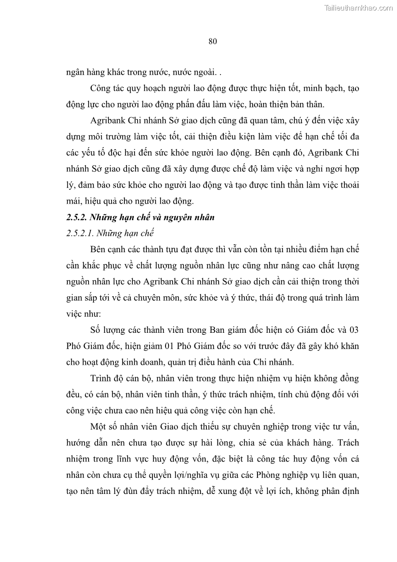 Luận văn thạc sĩ quản trị nhân lực Nâng cao chất lượng nguồn nhân lực tại Ngân hàng Nông nghiệp và Phát triển Nông thôn Việt Nam - Chi nhánh Sở giao dịch - 8 Trang 90