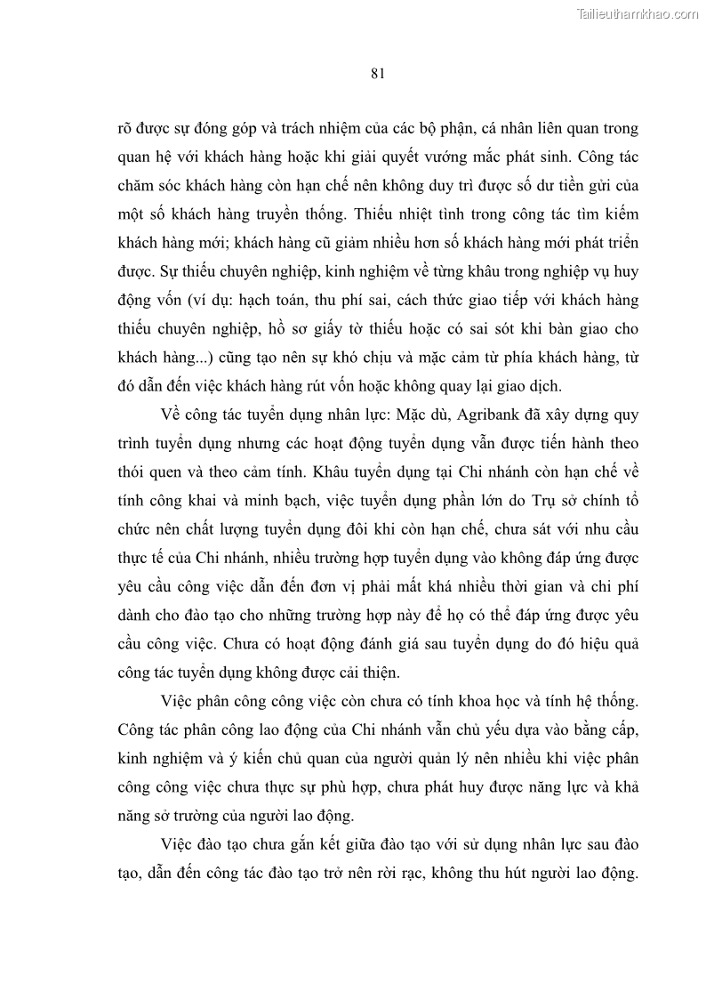 Luận văn thạc sĩ quản trị nhân lực Nâng cao chất lượng nguồn nhân lực tại Ngân hàng Nông nghiệp và Phát triển Nông thôn Việt Nam - Chi nhánh Sở giao dịch - 8 Trang 91