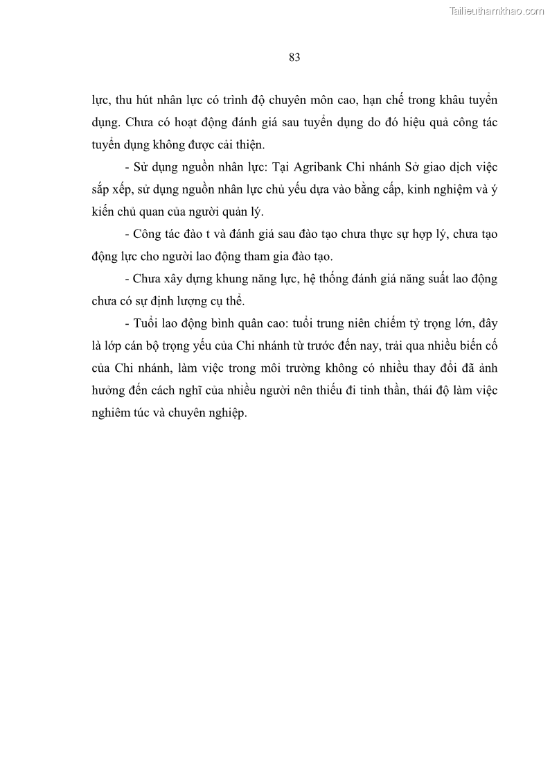 Luận văn thạc sĩ quản trị nhân lực Nâng cao chất lượng nguồn nhân lực tại Ngân hàng Nông nghiệp và Phát triển Nông thôn Việt Nam - Chi nhánh Sở giao dịch - 8 Trang 93