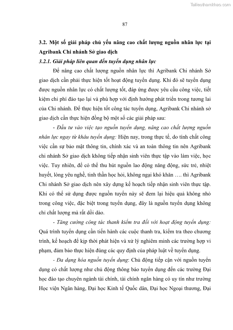 Luận văn thạc sĩ quản trị nhân lực Nâng cao chất lượng nguồn nhân lực tại Ngân hàng Nông nghiệp và Phát triển Nông thôn Việt Nam - Chi nhánh Sở giao dịch - 9 Trang 97