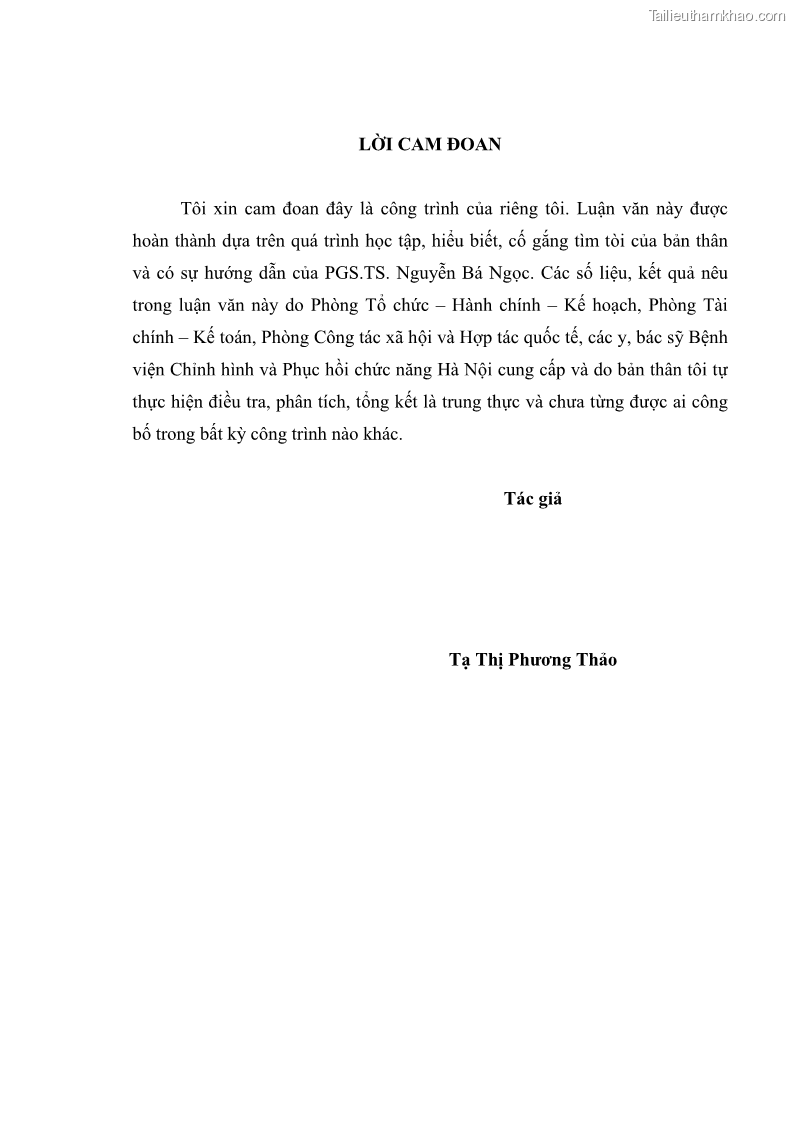 Luận văn thạc sĩ quản trị nhân lực Nâng cao chất lượng nguồn nhân lực y tế tại Bệnh viện Chỉnh hình và Phục hồi chức năng Hà Nội - 1 Trang 3