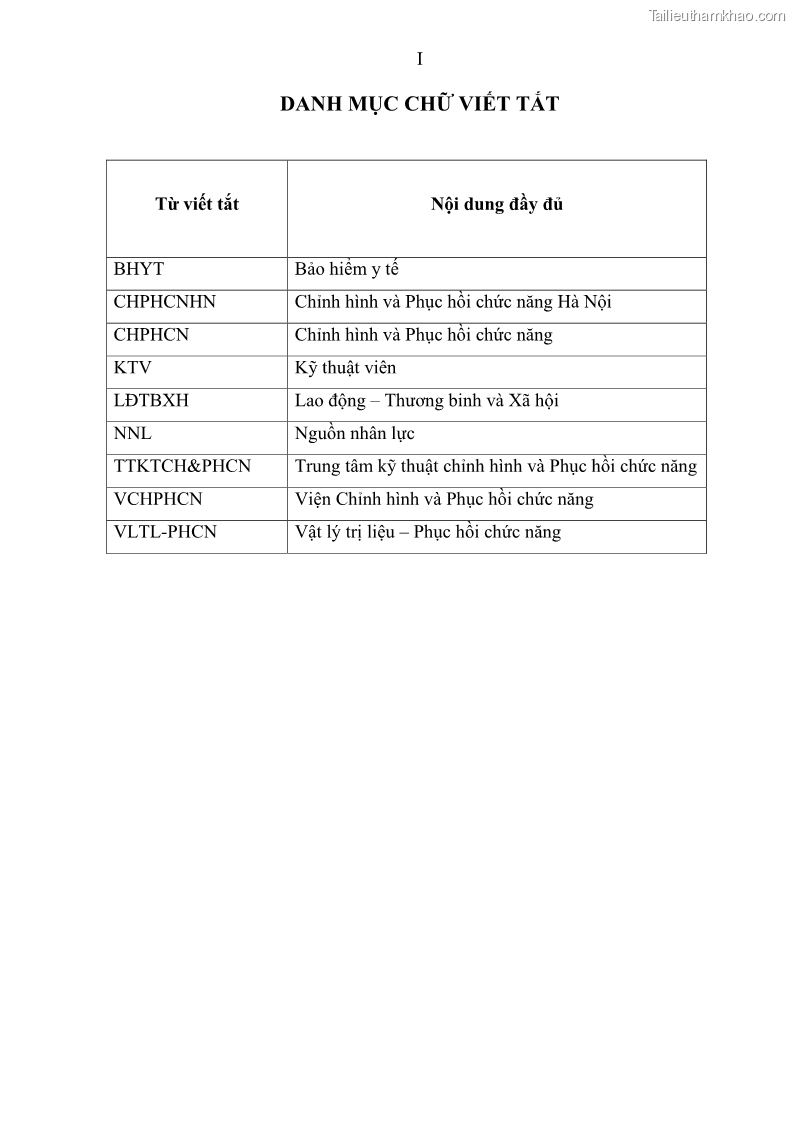 Luận văn thạc sĩ quản trị nhân lực Nâng cao chất lượng nguồn nhân lực y tế tại Bệnh viện Chỉnh hình và Phục hồi chức năng Hà Nội - 1 Trang 7