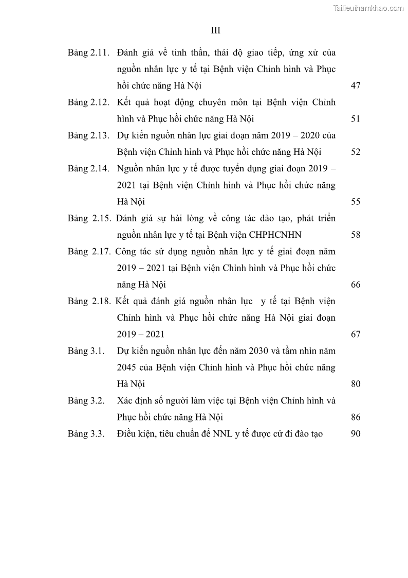 Luận văn thạc sĩ quản trị nhân lực Nâng cao chất lượng nguồn nhân lực y tế tại Bệnh viện Chỉnh hình và Phục hồi chức năng Hà Nội - 1 Trang 9