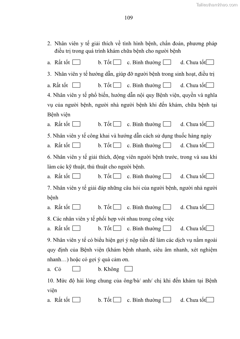 Luận văn thạc sĩ quản trị nhân lực Nâng cao chất lượng nguồn nhân lực y tế tại Bệnh viện Chỉnh hình và Phục hồi chức năng Hà Nội - 10 Trang 118