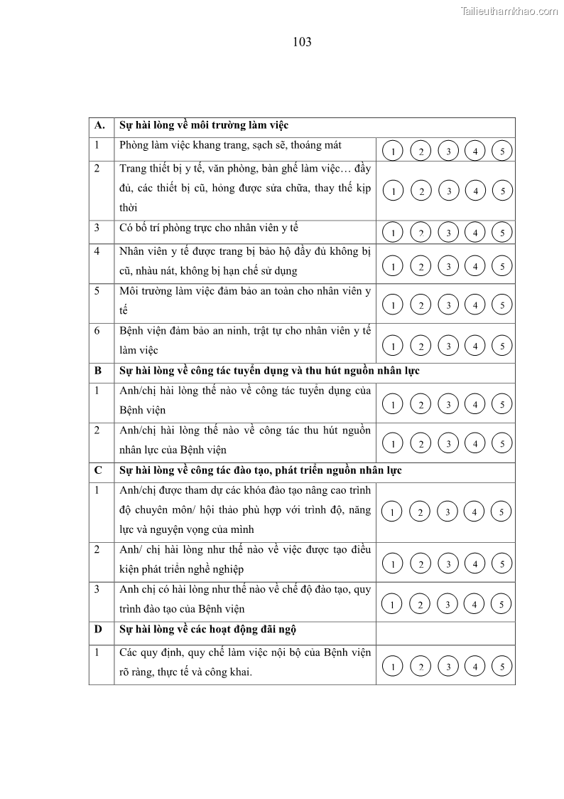 Luận văn thạc sĩ quản trị nhân lực Nâng cao chất lượng nguồn nhân lực y tế tại Bệnh viện Chỉnh hình và Phục hồi chức năng Hà Nội - 10 Trang 112