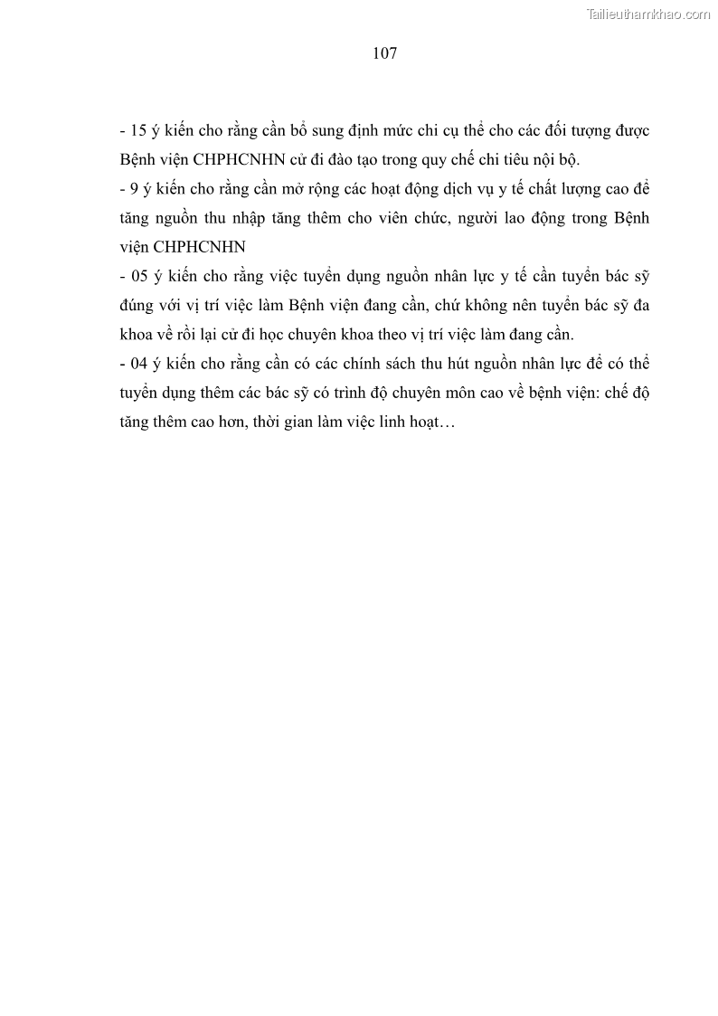 Luận văn thạc sĩ quản trị nhân lực Nâng cao chất lượng nguồn nhân lực y tế tại Bệnh viện Chỉnh hình và Phục hồi chức năng Hà Nội - 10 Trang 116