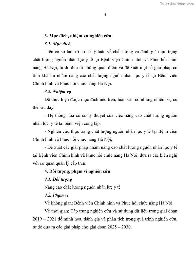 Luận văn thạc sĩ quản trị nhân lực Nâng cao chất lượng nguồn nhân lực y tế tại Bệnh viện Chỉnh hình và Phục hồi chức năng Hà Nội - 2 Trang 13